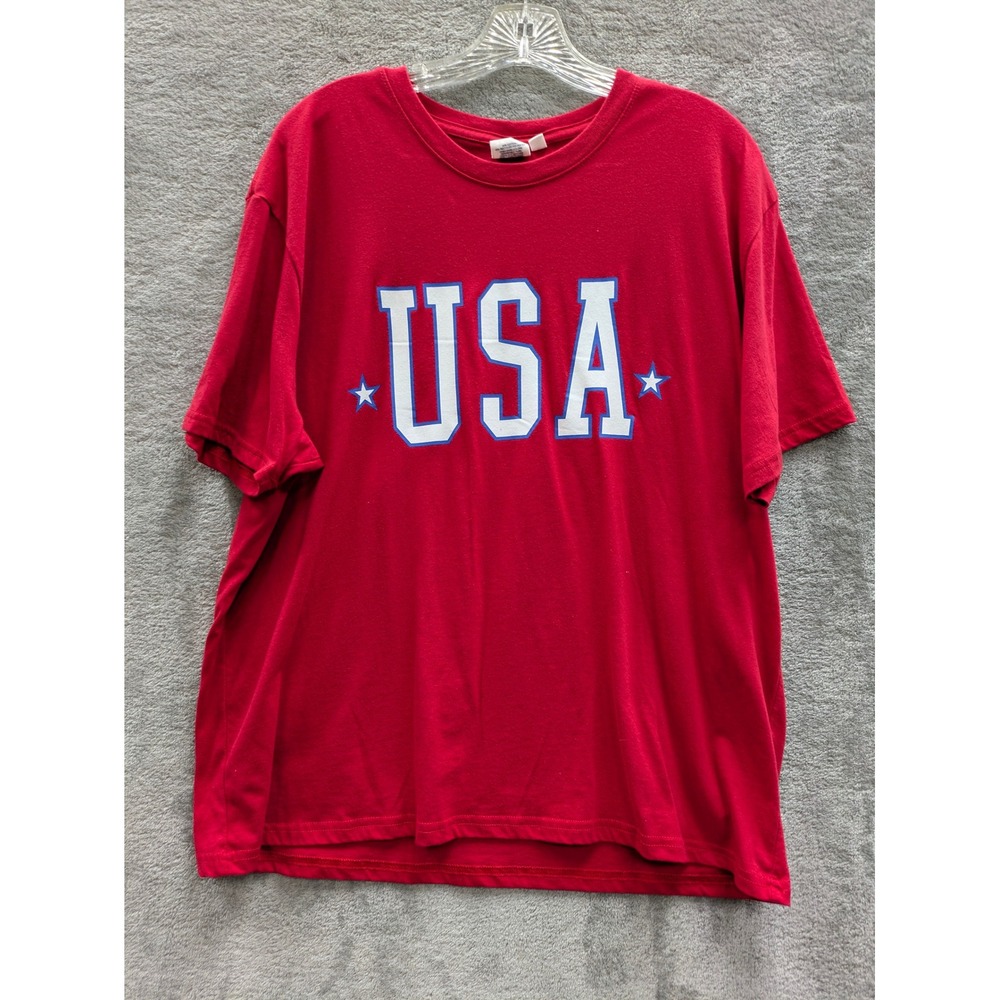 Patriotic USA Graphic T-Shirt Mens XL Red‎ Spirit of America Short Sleeve Tee